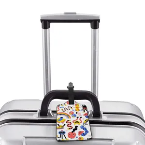 Creative cartoon candy pattern luggage tag with cute doodle design for travel and bag identification.