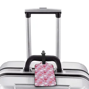 Schwarzes Gepäckschild mit rosa Herzmuster für Koffer, langlebiges ID-Reiseaccessoire Hauptbild