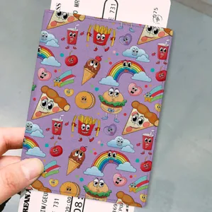 Etui de passeport en cuir PU imprimé de dessin animé mignon organisateur de voyage