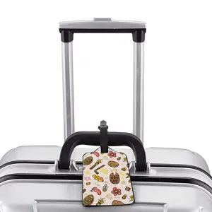 Etiqueta de equipaje con patrón de dibujos animados creativo, placa de identificación duradera.