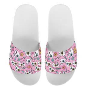 Totenkopf Muster Slides Für Damen Und Herren Modedruck Flache Hausschuhe PVC EVA Rutschfest Innen Außen Strand Sandalen Halloween Tag Der Toten Thema