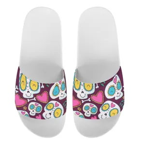Niedliche Cartoon Zucker Totenkopf Hausschuhe fur Damen und Herren, stylische Badeschuhe.