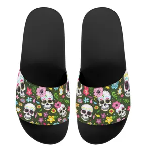 Modische Totenkopf Print Pantoletten für Damen und Herren, bequeme lässige Badeschuhe Hausschuhe Neu