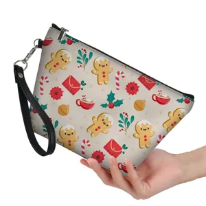 Weihnachten Lebkuchenmuster Clutch Tasche, Damen stilvolle Kosmetiktasche mit Handschlaufe.