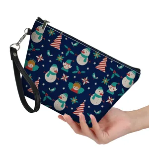 Weihnachtskosmetiktasche, süße Schneemann-Druck Handtasche, tragbare Reise Make-up Tasche.
