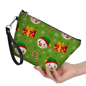 Weihnachtsthema Clutch Handtasche, süße Schneemann Kosmetiktasche für Damen mit Handschlaufe.