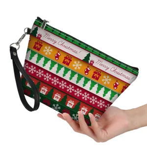 Festliche Weihnachtsmotiv Clutch Reißverschluss Make-up Tasche Damen Handtasche Beutel