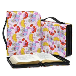 Süße Cartoon Sommer Muster Bibel Cover Tasche mit Griff und Reißverschluss Organizer.