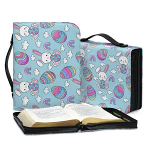 Blauer Ostershase Bibel Tasche PU Leder mitsamt Griff tragbare Buch Aufbewahrung Abdeckung