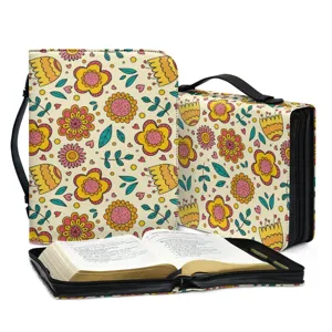 Blumen PU Leder Bibel Tasche mit Griff, niedliche Cartoon Blumen Muster Buchhülle für Damen.