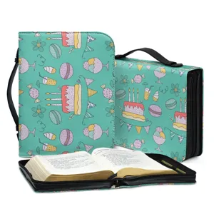Sac de Bible en cuir PU vert menthe mignon avec motif dessert et poignée de transport.