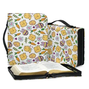 Oster Küken Karotten Muster PU Leder Bibel Cover Tasche mit Tragegriff und Reißverschluss.