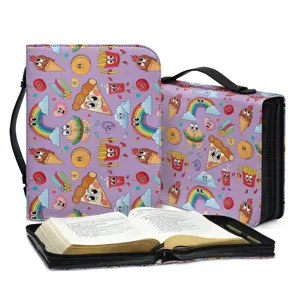 Bunte Cartoon Fastfood Muster Bibel Tasche wasserdichte Buchhülle mit Griff Reißverschluss