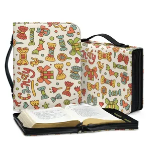 Cartoon-Bonbon-Druck PU-Leder Bibel-Tasche mit Griff, stilvoller tragbarer Organizer.