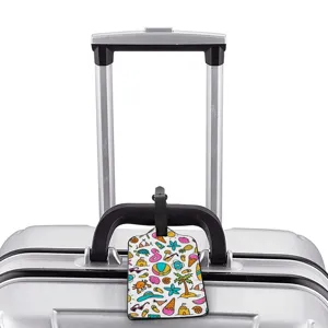 Colorful cartoon summer beach pattern luggage tag suitcase ID label for travel trip