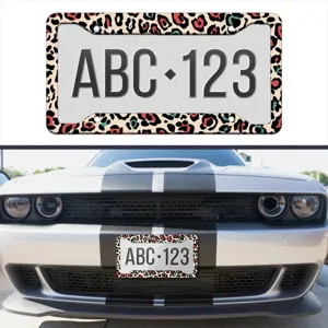 Portaplaca de coche estándar de EE. UU. de aluminio con estampado de leopardo color
