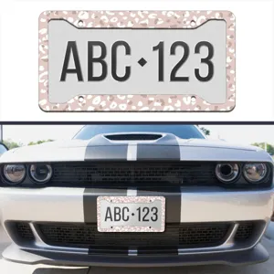 Portaplaca de matricula con estampado de leopardo rosa de aluminio para coche estandard US