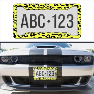 Portatarga auto con stampa leopardo giallo personalizzato per auto standard USA, accessorio.