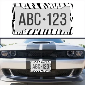 Portaplaca de matricula de aluminio con estampado de cebra, marco de placa de coche impreso en UV.