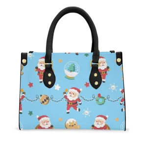Christmas Santa Claus PU leather handbag for women, cute shoulder crossbody bag.