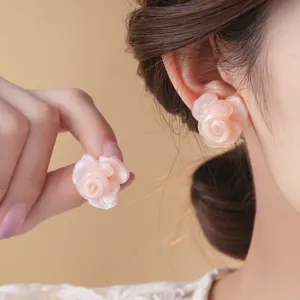 Süße Harz Blumen Ohrstecker Mit 925 Sterlingsilber Ohrstecker-Stift Frische Florale Rose Ohrringe Schmuck Für Damen