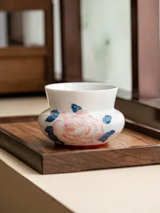 Handbemachte Pfingstrose Keramik Tee Abfall Schale Jianshui fuer Kung Fu Tee Zubehoer.