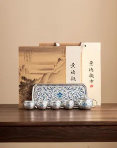 Set regalo di servizio da tè in loto argentato con teiera tazze vassoio per tè kung fu di lusso.