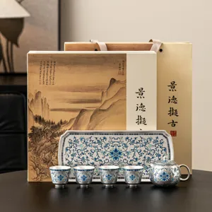 Set da tè kung fu placcato in argento di lusso con scatola regalo teiera e tazze