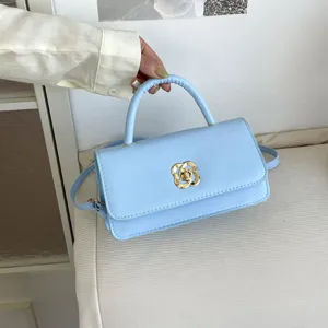 Borsa Sottoascellare Minimalista da Donna in Pelle PU Cuciture Patta Borsa a Spalla Classica Baguette Borsa a Tracolla Casual Pendolare