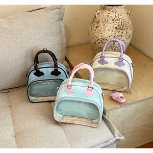 Joli sac à main color-block avec fenêtre transparente et design charmant pour filles.