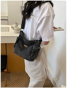 Casual τσάντα ώμου denim minimal hobo χιαστί τσάντα για καθημερινή γυναικεία μόδα.