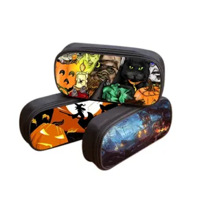 Large Capacity Waterproof Pencil Case Halloween Theme Stationery Storage Pouch School Office Pen Bag For Students