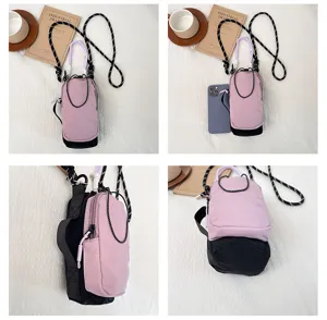 Koreanischer Stil lila schwarze Umhaengetasche fuer Wasserflasche praktische Outdoortasche