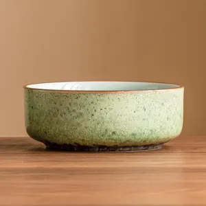 Grote keramische thee wasbak in groen geglazuurd effect als handig thee accessoire voor thuis