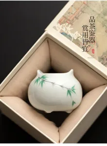Quemador de incienso de cerámica de bambú verde pintado a mano accesorio de té elegante