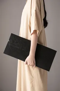 Japanese Wabi-Sabi carbonized walnut wood rectangular tea tray and dry brewing board.