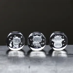 Kristal Glas Thee Dekselhouder Chinese Draak Laser Interne Gravure Thee Huisdier Gongfu Thee Accessoire Tafel Decoratie Ornament