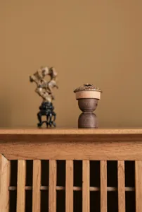 Supporto per coperchio teiera in legno, stile wabi-sabi accessorio per cerimonia