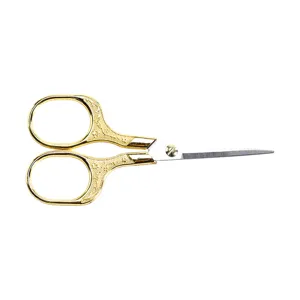 Retro plum blossom titanium gold tea scissors, vintage Chinese Kung Fu tea set tool.