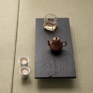 Walnut wood rectangular tea tray set, Japanese Wabi-sabi style dry brewing tea table for home use