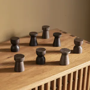 Supporto per coperchio teiera in legno scuro fatto a mano accessorio wabi-sabi per tè