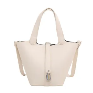 Sac a main femme seau en cuir PU elegante avec cadenas design cabas tendance pour tous les jours