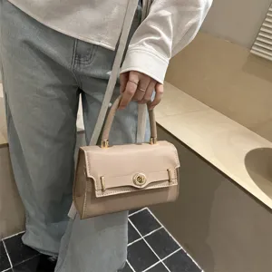 Γαλλική vintage γυναικεία τσάντα χειρός από PU δέρμα κομψή τσάντα ώμου μόδας chic