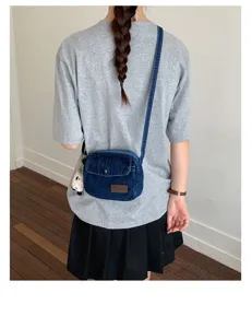 Vintage τσάντα χιαστί denim, κορεατικό στυλ mini τσάντα ώμου, casual ευέλικτη τσάντα τηλεφώνου.