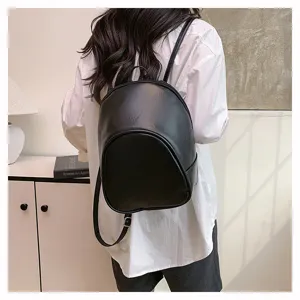 Stylish black mini backpack for women, casual commuter bookbag, trendy travel daypack.