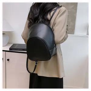 Small black backpack for women, casual daily commuter school bag, stylish outdoor travel.