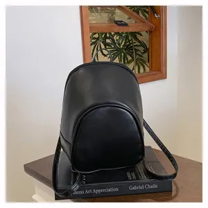 Black mini backpack for women, casual daily commute, school, and outdoor travel bag.