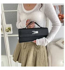 Bolso de mano negro elegante cartera mujer estilo retro bolso de hombro moda diario