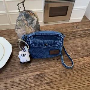 Vintage τσάντα χιαστί denim για γυναίκες, μοντέτσα ρετρό τσάντα κινητού καθημερινής χρήσης.