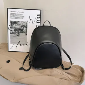 Womens Fashion PU Leather Mini Backpack Casual Commuter School Bookbag Small Travel Daypack Everyday Black Backpack